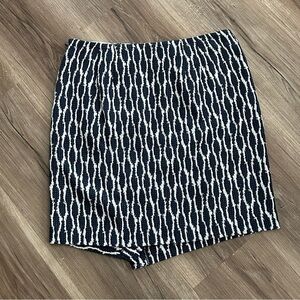LOFT Blue White Faux wrap Skirt Women size 4